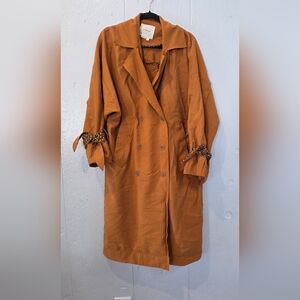 Anthropologie Women's Double-Breasted Brown Trench Coat